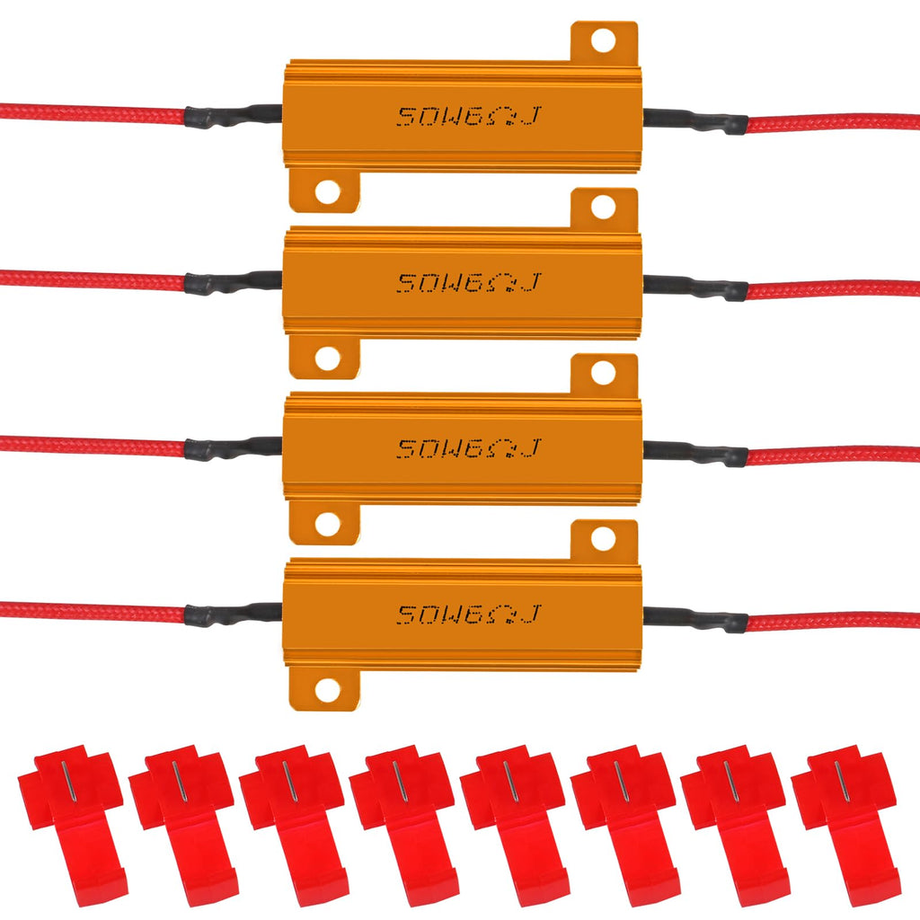 4Pcs 50W 6ohm Load Resistors Fix LED Bulb Hyper Flash/Error Code, Turn Signal Fast Blinker