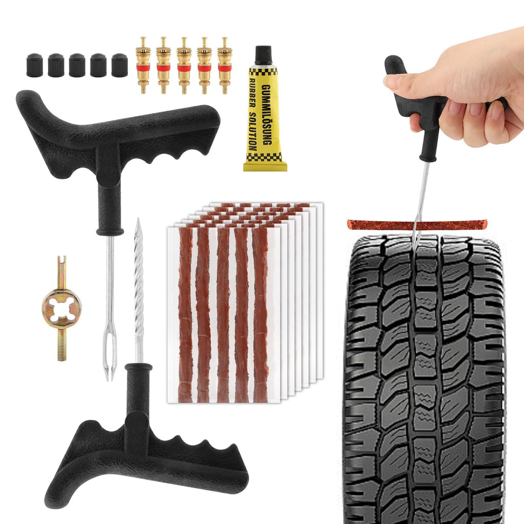 49pcs Tire Repair Kit, Heavy Duty Tire Plug Kit, Universal Tire Repair Tools to Fix Punctures and Plug Flats Patch Kit for Car, Jeep, Truck, Motorcycle, Tractor, ARB, ATV, SUV, RV