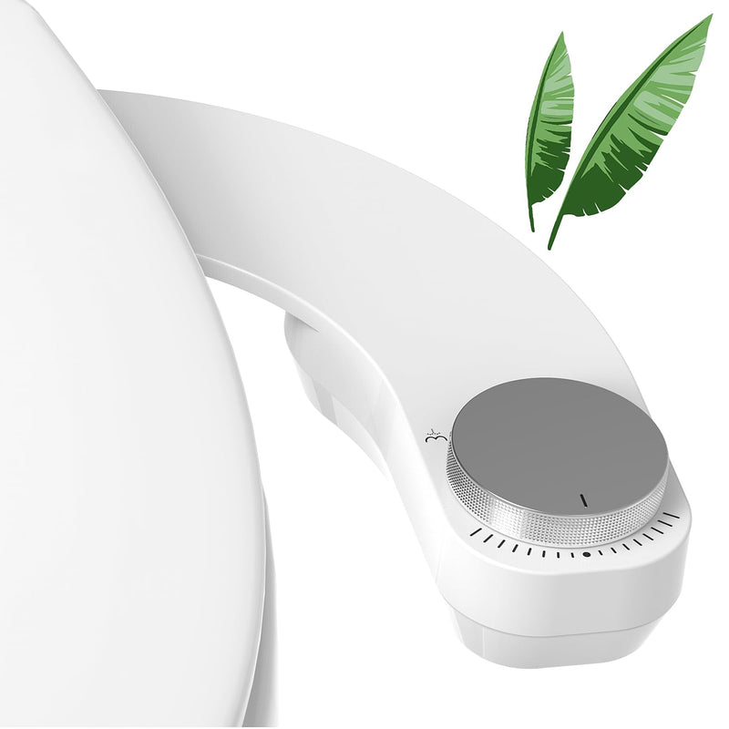 Left Hand Bidet, Ultra-Slim Left Handed Bidet Attachment for Toilet,Adjustable Water Pressure,Retractable Dual Nozzles for Frontal & Rear Wash - Chrome Knob