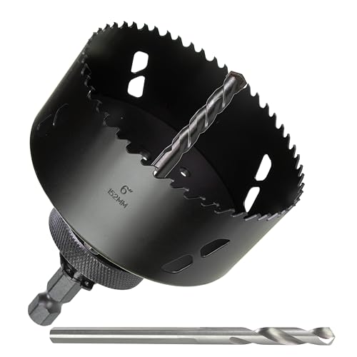 6” 152mm Inch Carbide Hole Saw Cutter Multi-Purpose Hole Saw Bit for Hardy Plank MDF Air Brick Nail Embedded Wood 2.36” Depth Up to 30X More Cuts 6"(152mm)-A