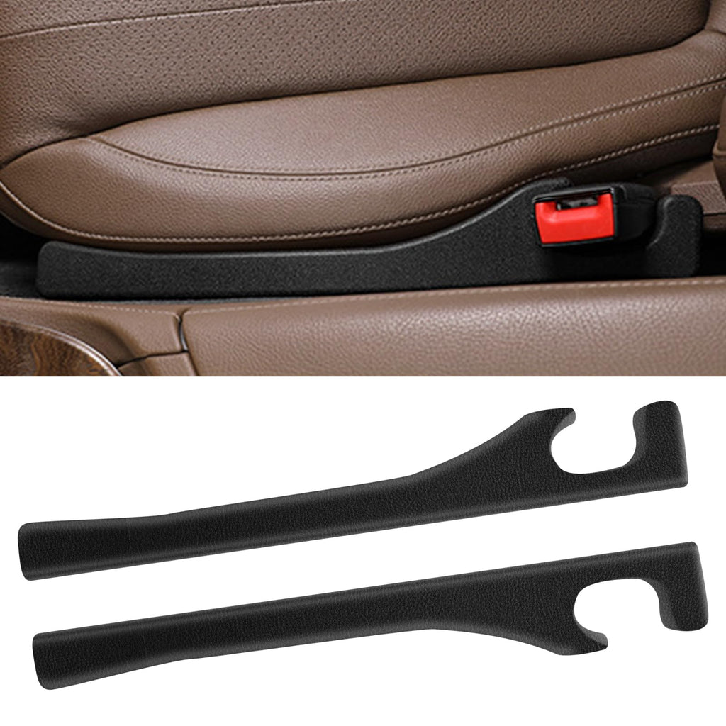 2 Pack Car Seat Gap Filler Car Seat Gap Interior Universal Fit PU Leather Car Seat Gap Plug for Filling Gaps Between Seats and Consoles Stop Things from Dropping (Black)