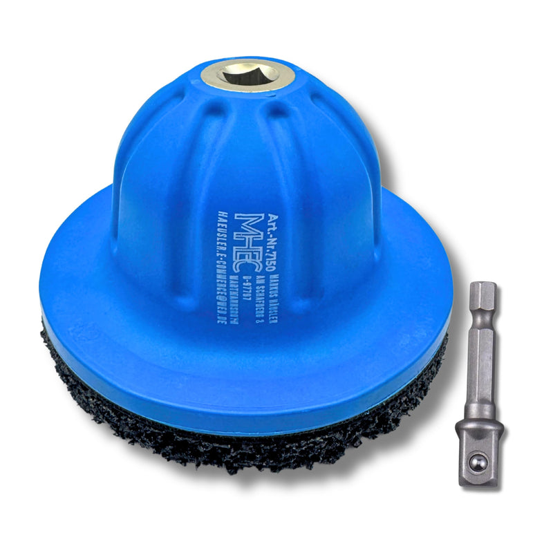 Wheel Hub Grinder Set with Cordless Screwdriver Adapter - Wheel Hub & Rim Cleaning When Changing Tyres | Coarse Grinding Disc 150 mm Made of Silicon Carbide, Suitable for 1/2 Inch Impact Wrenches