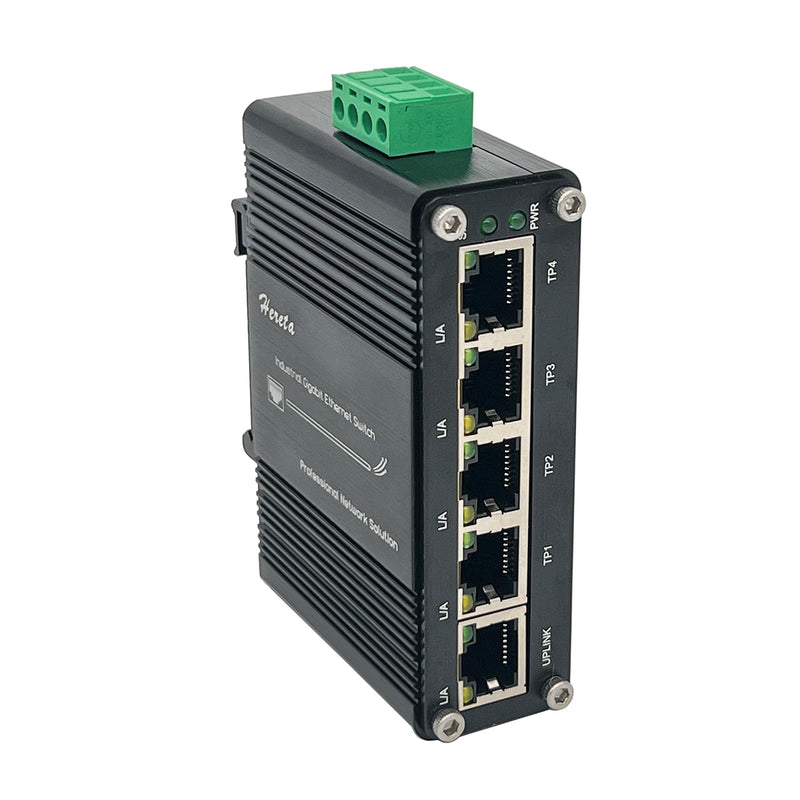 Mini Industrial Gigabit Ethernet Switch,Unmanaged Ethernet Network Hub Switch with 5 x RJ45 Port 10/100/1000T,12~48VDC,Support 802.3X Flow Control,Half/Full Duplex,Din-Rail/Wall Mount LNK-IMC005G