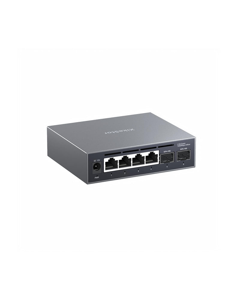 6-Port 2.5G Web Managed Ethernet Switch, VLAN/QoS/STP/IGMP/LACP Supported, Fanless Easy Smart 2.5Gb Network Switch, Aluminum Housing, Desktop/Wall-Mount