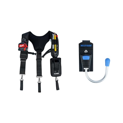 MELOTOUGH Tool Belt Suspenders Work Belt Suspenders for Men Big and Tall Construction Bag Suspenders,Tool Holster Cordless Drill Holster Tool Belt Hook with Metal Clip for Work Belt