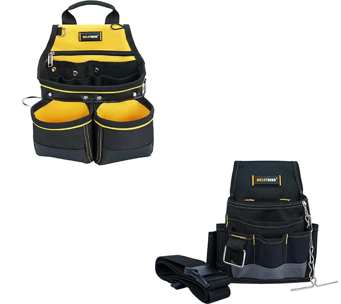 MELOTOUGH Tool Belt Pouch with Belt Clip+Electrician Tool Pouch with Hammer Holder