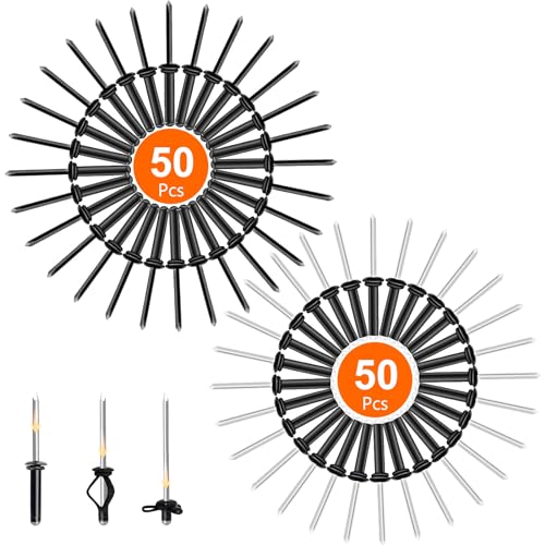 50PCS 3/16" x 1" Tri Grip Rivets Black & 50PCS 3/16" x 1" Tri Grip Rivets Silver, Tri-fold Marine Decorative Pop Rivets with Waterproof O Rings,Tri-Grip Rivets for Boat Canoe
