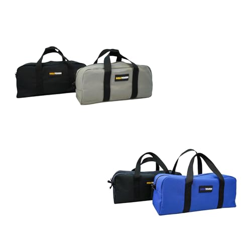 MELOTOUGH Utility Tool Tote bag Combo Kit-Includes 2 Medium Tool Organizer Bags for Electrician, Plumbing, Gardening, HVAC & More (Black&Grey&Blue)