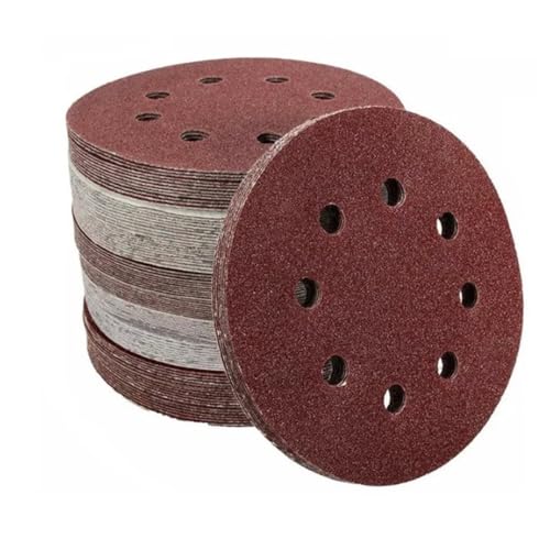 Edward Tools 150 Piece Sanding Discs Set for Orbital Sander - 5” 8 Hole Compatible with Dewalt, Bosch, Black+Decker, and More - 10 Grades - 60,80,100,120,150180, 240,320,400,600 - Round Sandpaper Pads