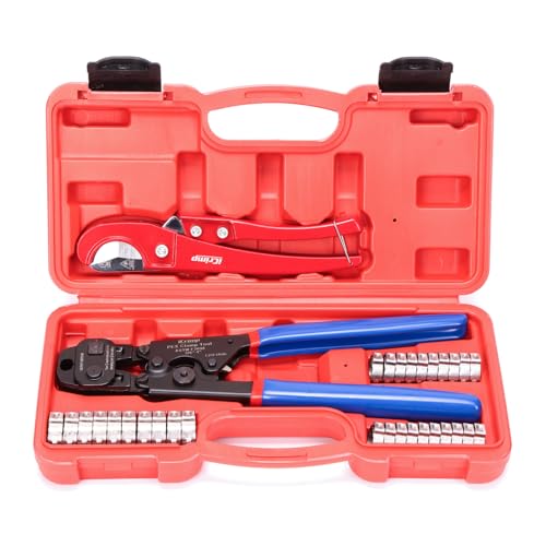 iCrimp PEX Crimping Tool Kit with Clamps, Cinch & Removal Tool for 3/8"-1" Crimp-Cut-Clamp Kit (Boxed)