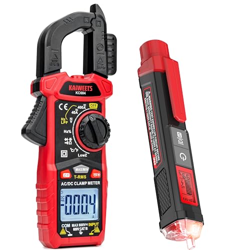 KAIWEETS Digital Clamp Meter Multimeter, Non Contact Voltage Tester with Signal Percentage, Dual Range AC 12V/70V-1000V