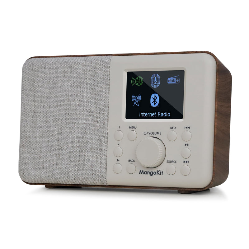 SR10 Internet Radio,WiFi Radio,Podcast Player, Bluetooth Speaker, Smart Radio, Portable FM Radio, Mains and Battery Powered Radio, Color Display,Dual Alarms, Presets,App Control-Walnut Walnut Mono