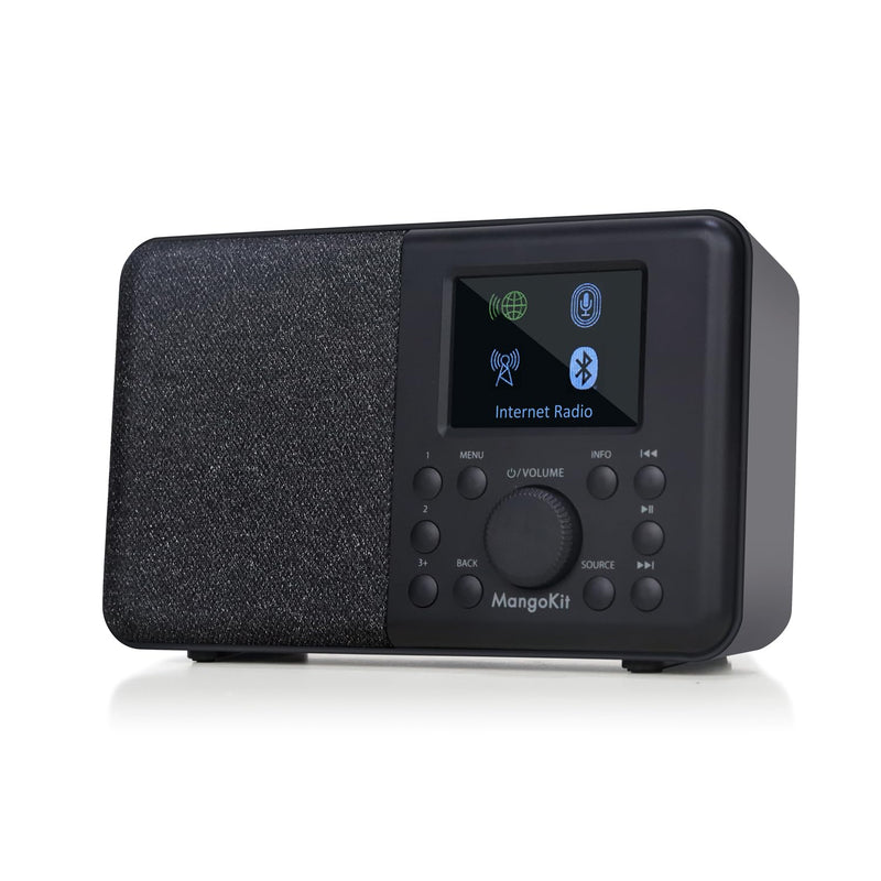 SR10 Internet Radio,WIFI Radio,Podcast Player, Bluetooth Speaker, Smart Radio, Portable FM Radio, Mains and Battery Powered Radio, Color Display,Dual Alarms, Presets,App Control Support-Black Black Mono