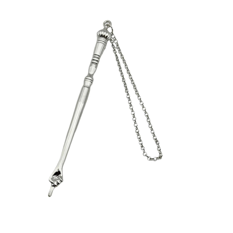 Yad Torah Pointer, Bible Pointer, Home Decor Zinc Alloy Bible Reading Tool, Hand Pointer and Connected Chain for Adults Jewish Bar Mitzvah Fireplace, Silver Onion Top