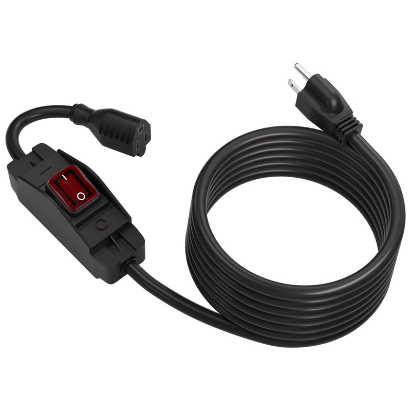 STARELO Extension Cord with ON/Off Near Waterproof Switch,Extension Cord with Switch 3-Prong Outdoor 1875W,Black Heavy Duty, 14/3 SJTW 15A 125V Grounded Plug Receptacle.(10FT,Black) 10FT