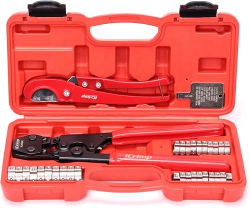 iCrimp PEX Pipe Clamp Crimping Tool Kit for Stainless Steel Clamps PEX Clamp Cinch Tool Kit (Boxed)