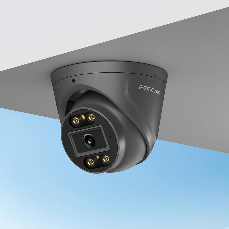 FOSCAM 5MP Security POE IP Camera Outdoor/Indoor, 3K Home Security Surveillance Cameras with 2-Way Talk, Color Night Vision, Spotlight, Compatible with Alexa IP66,Gray T5EPG