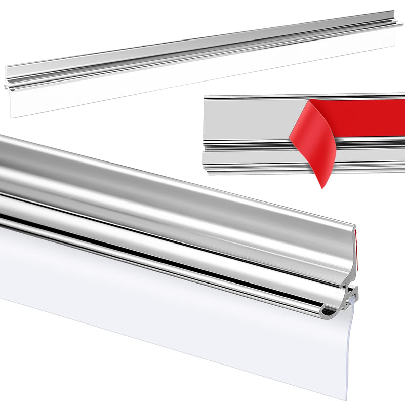 32" Chrome Framed Shower Door Replacement Drip Rail with Shower Door Bottom Sweep and 2 Applied Mounting Tape (32inch) 32inch