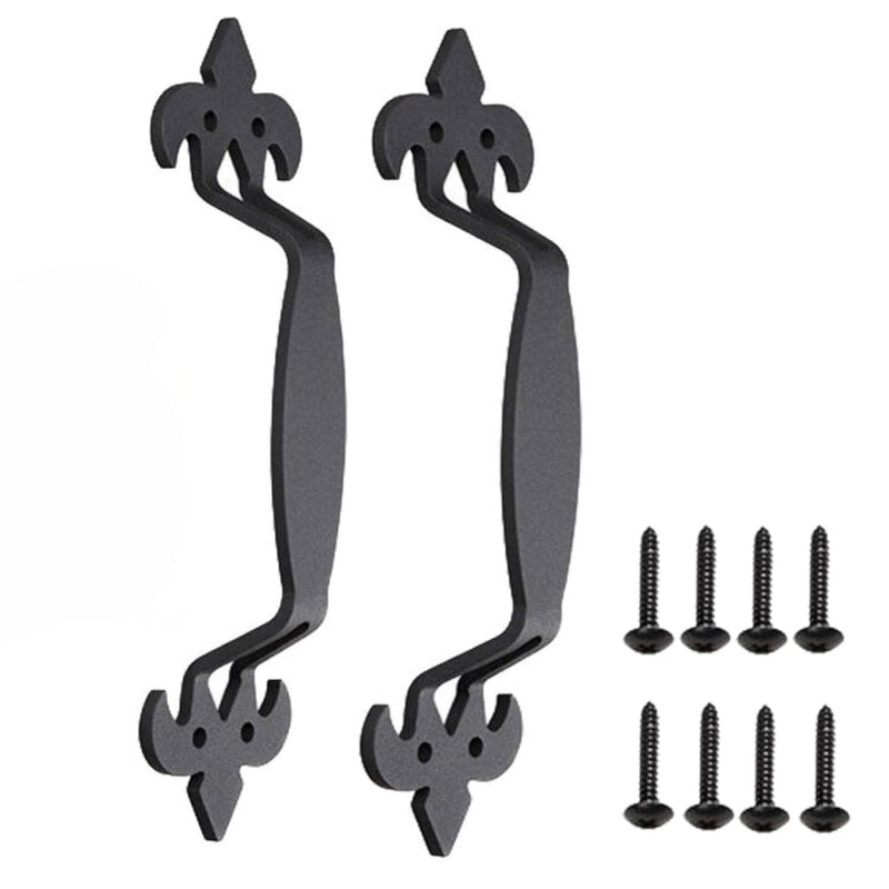2-Pack 11 Inch Fleur Barn Door Handle - Black Cast Iron Pull for Sliding Doors, Gates, Sheds, Fences, Closets - Indoor Outdoor Farmhouse Hardware 11" - 2 Pack