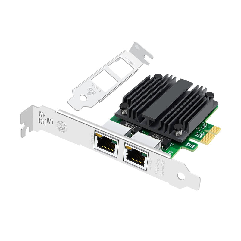 2.5G Dual Port Gigabit Network Card,with Intel I225 Chip LAN NIC Card, 2500M Gigabit Dual RJ45 Ports Ethernet Server Adapter Support Windows 11/10 Windows Server 2022