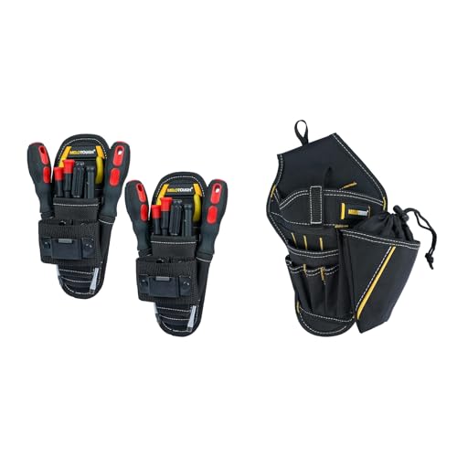 MELOTOUGH Small Tool Pouch with Belt Clip,Small Tool Holder Pouch,Right Hand Drill Holster Impact Driver Holster with Bit Pouch Heavy Duty Cordless Drill Holster for Tool Belt
