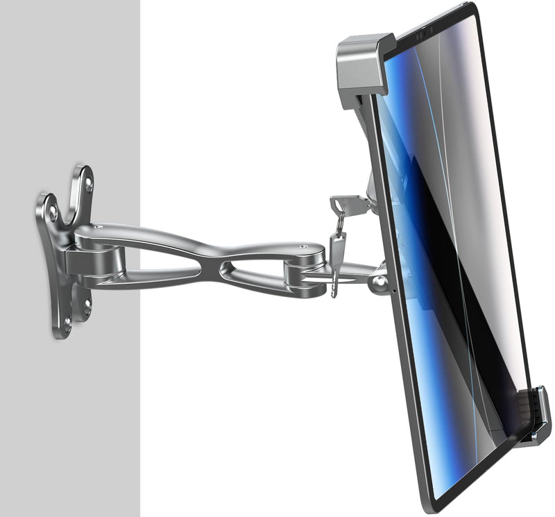 woleyi Anti-Theft Tablet Wall Mount Holder for 7-11" Tablets, Heavy Duty 360° Swivel Tablet Holder Stand with Security Lock and Key, Compatible with iPad Pro 9.7/10.5/11, Air, Mini, Galaxy Tabs