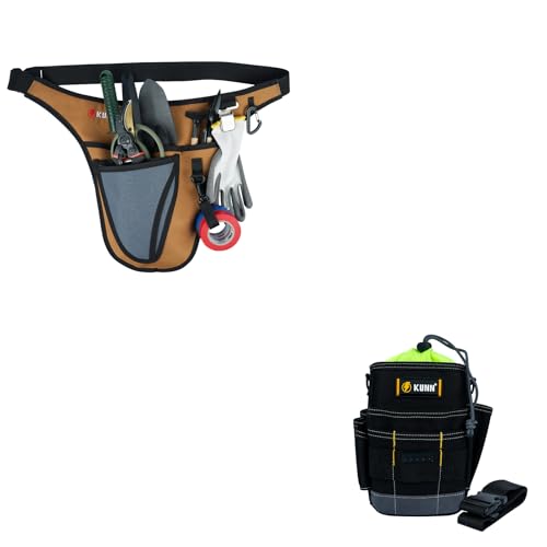 KUNN Garden Tool Waist Belt & Tool Pouch with Belt Clip
