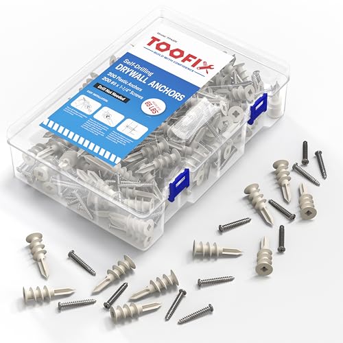 Self Drilling Drywall Anchor Kit - Wall Anchors With Screws for Drywall, Plastic Anchors, 400 Pieces 200 Pack