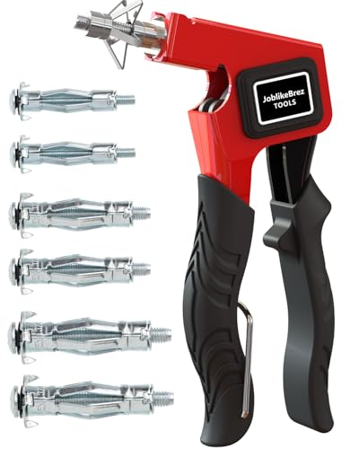 Molly Bolts for Drywall Plaster Walls (0.12"-1.28"), 34 PCS in 3 Sizes, Heavy Duty Hollow Wall Anchors with Setting Tool, Perfect for TVs, Curtain Rods, Mirrors, Towel Racks, Up to 55 lbs Red