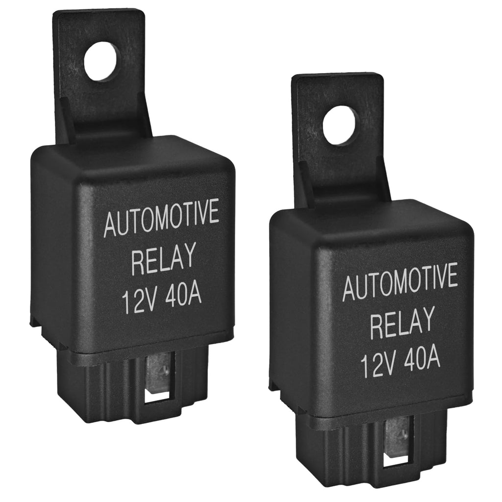 FLS821 Relay 12V 40A (Pack of 2) - Universal SPST 4-Pin Heavy Duty Automotive Relay