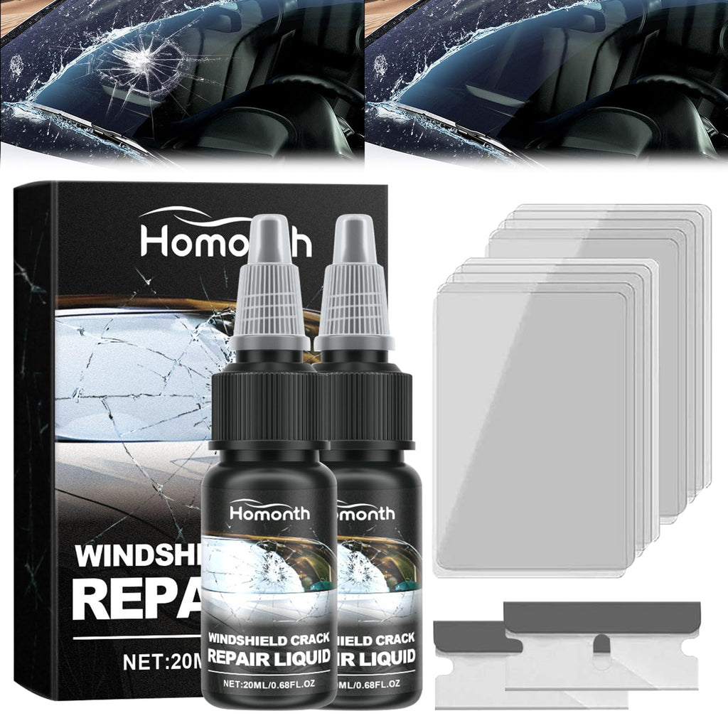 2PCS Upgrade Windshield Crack Repair Kit, 2024 New Windshield Crack Repair Fluid Window Automotive Windscreen Tool, Car Glass Repair Glue Scratch Chip Cracks Repair Kit, Window Crack Repair Kit