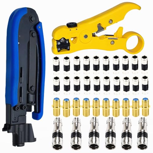 Gaobige Coax Cable Crimper Kit, RG6 RG59 RG11 Coaxial Compression Tool