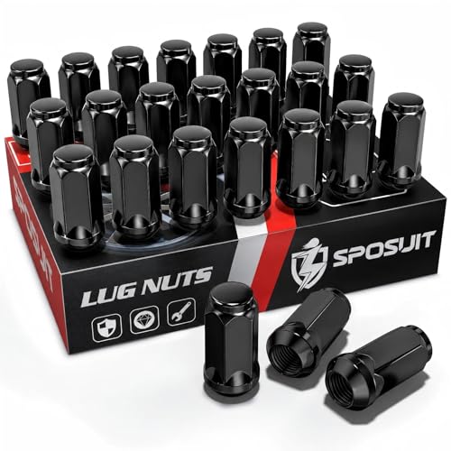 Sposuit 24 Pcs M14x1.5 Black Lug Nuts, 19mm Hex - Replacement for GMC 24 Pack HexDrive