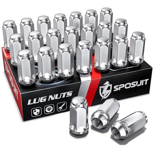 Sposuit 24 Pcs M14x1.5 Chrome Lug Nuts, 19mm Hex - Replacement for Chevy 24 Pcs HexDrive