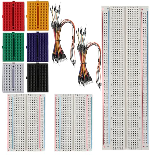 GTIWUNG 170 & 400 & 830 Tie Points Mini Breadboard Kit, Solderless Prototype Circuit Board for Arduino Proto Shield + 130 Pieces Jumper Wire Cable 170 & 400 & 830 points mini breadboard