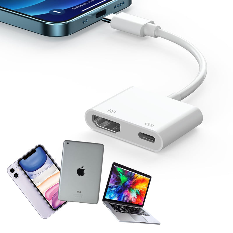 Battony USB C to HDMI Digital AV Adapter for iPhone 15, USB C to HDMI Adapter with 4K@60Hz HDMI Video & Audio Output, 100W Fast Charge, Compatible for iPhone 15Pro/Max,MacBook Pro/Air 2023,iPad Pro