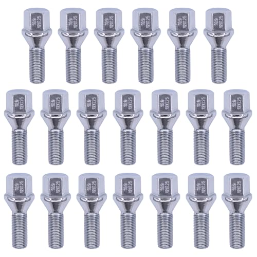MOTOKU 20Pcs Silver M12x1.25 Wheel Lug Bolt Lug Nut Bolts Shank Length 28mm