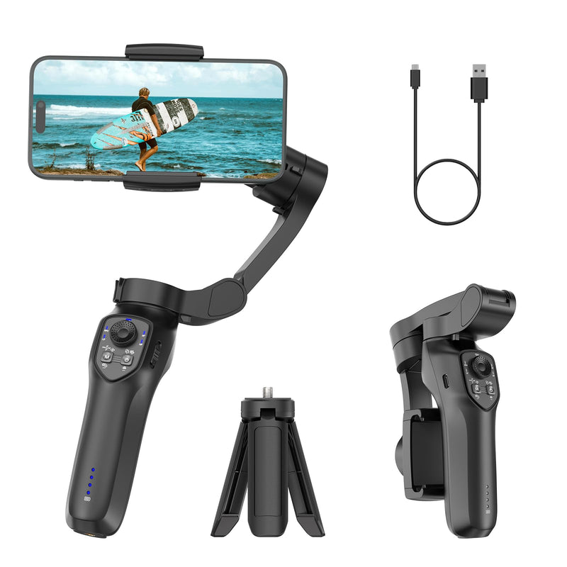 L7C Pro, Gimbal stabilizer for iPhone, Phone Stabilizer for Video Recording with Face/Object Tracking, 3-Axis Gimbal for Android & iPhone 15 Pro Max, Foldable iPhone Gimbal Vlog Recording L7C Pro
