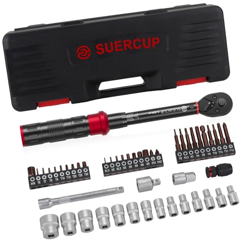 SUERCUP 3-25Nm 1/4" Torque Wrench 50 PCS Set 1/4" 3-25N.m 50PCS