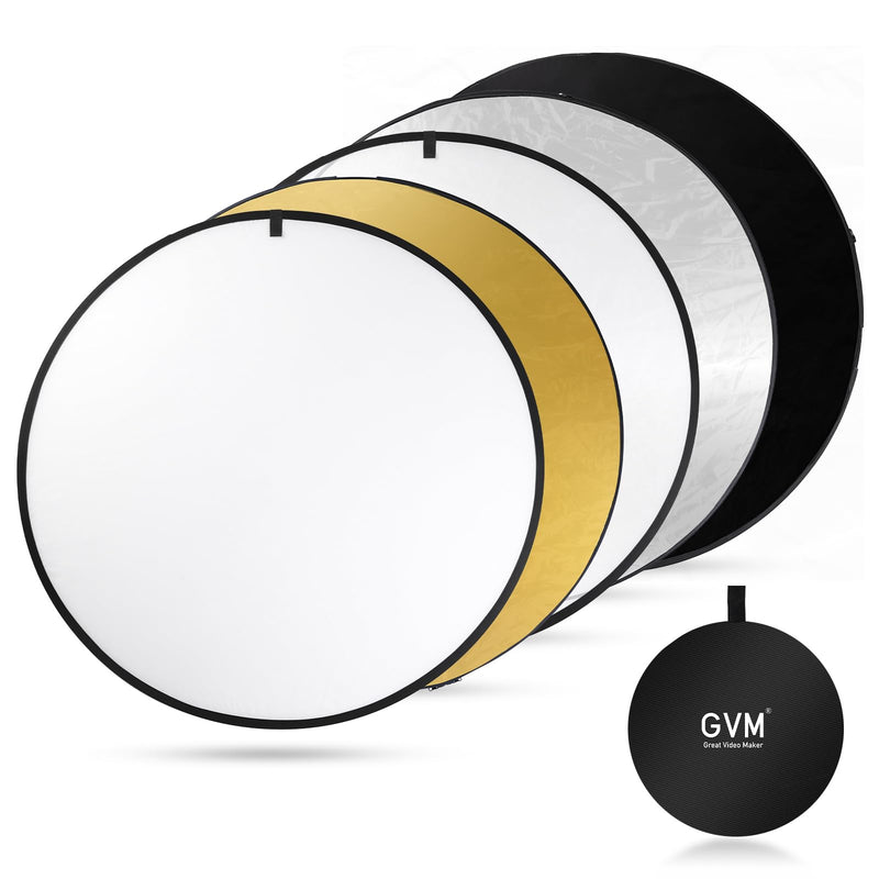 GVM Great Video Maker 43 Inch/110cm 5-in-1 Light Reflector - White, Silver, Gold, Black, Translucent - Collapsible Photography Reflector with Bag for Studio & Outdoor Shooting
