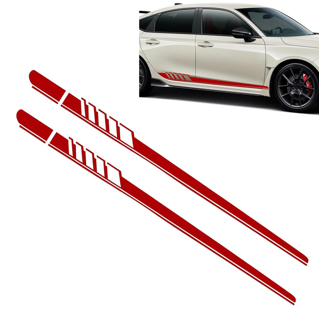 2 PCS Car Side Body Long Stripes Decals, 4.52In x 88.58In Vehicle Side Door Decorative Stripes, Universal Automotive Exterior Stickers Accessories for Most SUV Truck Car (Red) 2 PCS Red