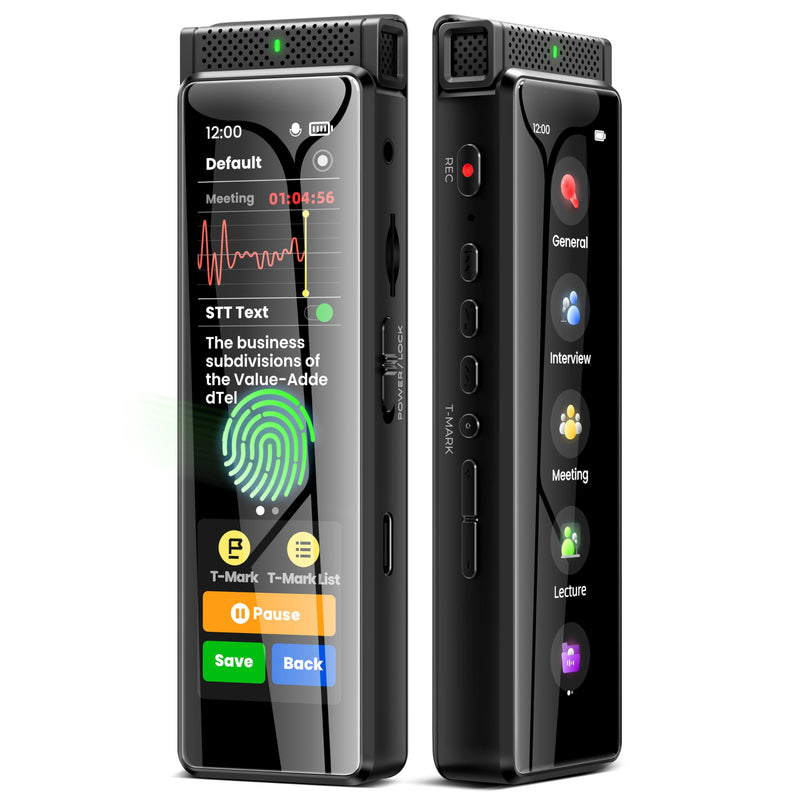 136GB Digital Voice Recorder with Playback, Innioasis R1 Full Touchscreen Voice Recorder with AI Intelligent Transcription and Bluetooth, Voice Activated Sound Audio Recorder Device with Mic (Black) Black 136GB