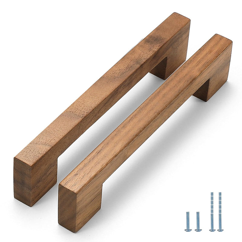 Walnut Square 5 in 2 pcs Wooden Drawer Pulls Handle pulls for cabinets Kitchen Cabinet Drawer pulls Cabinet Door Pull Walnut Square