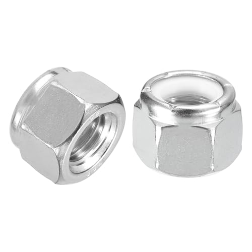 uxcell 25Pcs 5/8"-11 Nylon Insert Hex Lock Nuts, 304 Stainless Steel Self-Locking Nylon Insert Stop Nut for Industrial Construction Fasteners, Silver&White 25