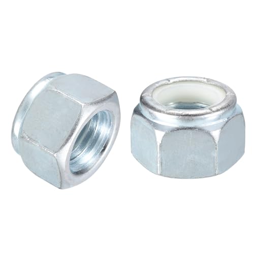 uxcell 10Pcs 1"-8 Nylon Insert Hex Lock Nuts, Carbon Steel Hex Stop Nut Self-Locking Nylon Insert Stop Nut for Industrial Construction Fasteners, White&White 10