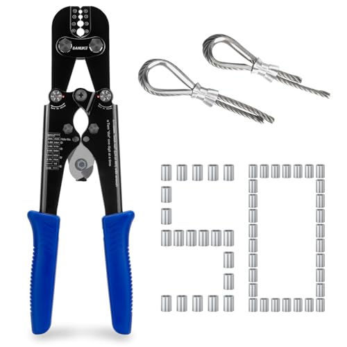 Sanuke Wire Rope Crimping Tool, 3/64" to 1/8" Wire Rope Crimper and Cutter Crimping Kit - 1608S Professional