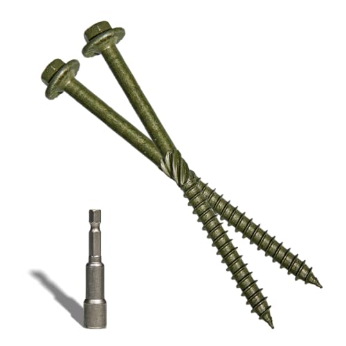 #14 x 8 Structural Lag Wood Screws, Heavy Duty Timber Screws, 50 PCS Green #14 x 8"