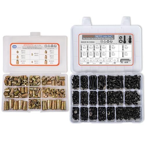 Hex Socket Flanged Threaded Inserts kit for Wood； ATHYUTH Metric Hex Socket Head Cap Screws Assortment Kit.