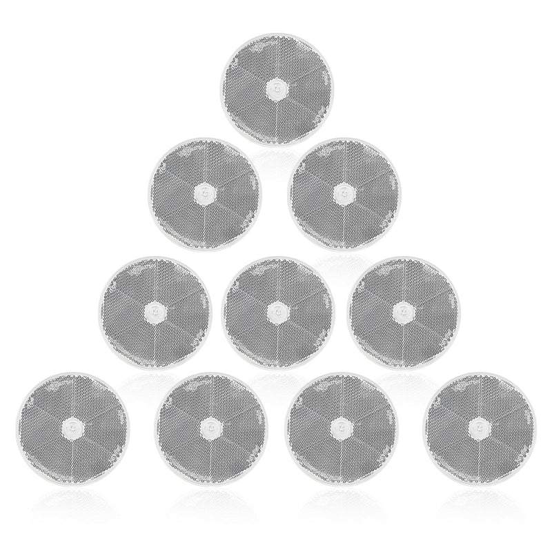 10 Pack White Screw on Round Reflectors, E11 Approval Road Safety Gate Posts Rear Reflectors for Trailer Caravan Truck Tractor Boat Lorry Motorcycle Fence Gate Post