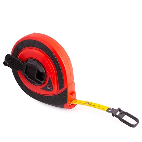 MIVOS Tape Measure 20 m – Robust Tape Measure – Folding Crank – Roll Meter – Fibreglass – Quick Tape Retraction – Rubberised, Non-Slip Inserts – ABS Plastic Housing 20m x 15mm